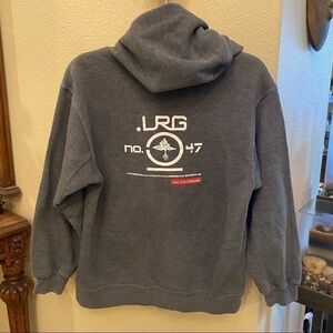 LRG Gray Kids Full Zipped Graphic Hoodie Jacket Size Medium-Unisex